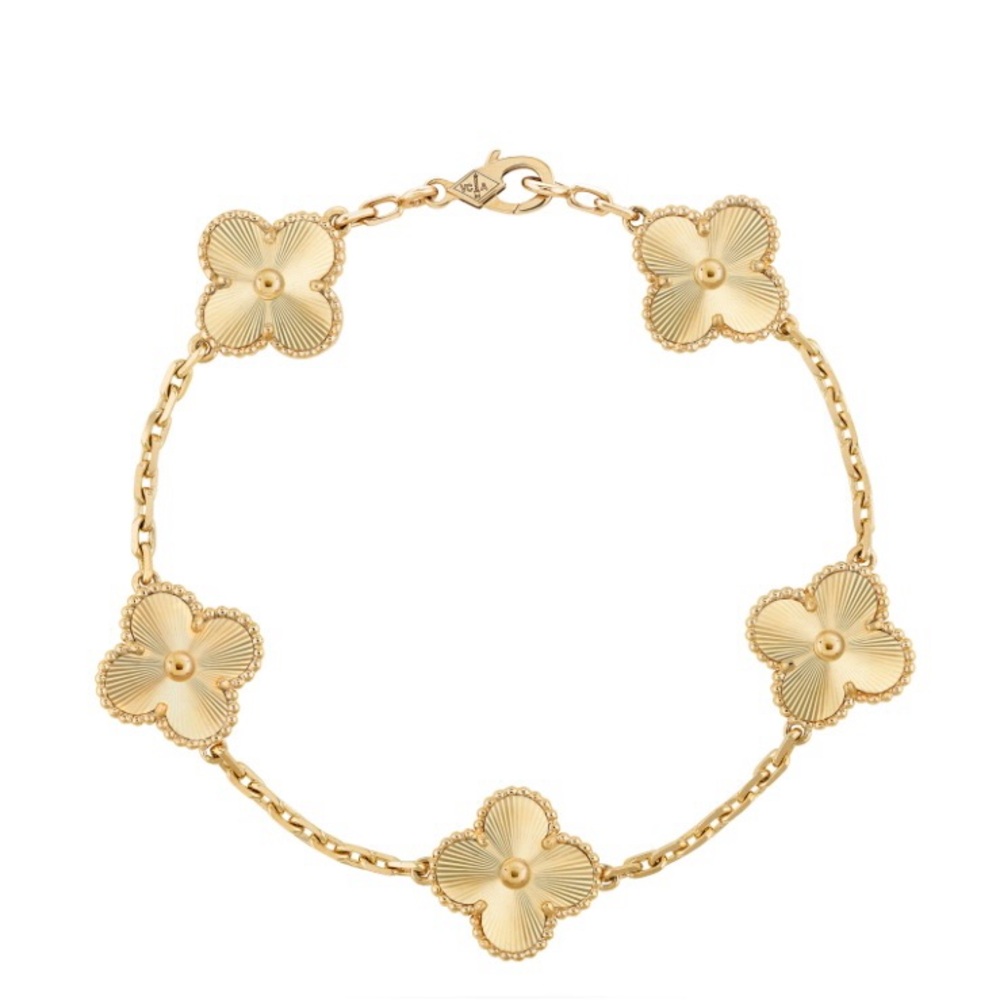 Van Cleef & Arpels Vintage Alhambra Bracelet, 5 Motifs 18k Gold NEVER WORN